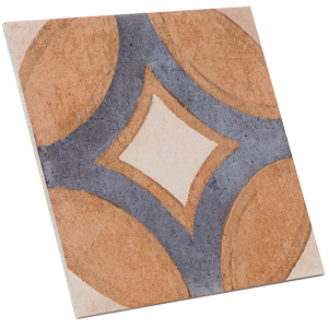 Pavimento hidráulico color naranja geométrico