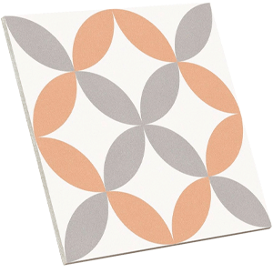 Pavimento hidráulico color naranja y gris