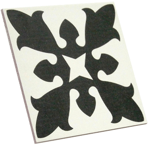Pavimento hidráulico color negro con forma de mariposa