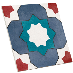 Pavimento hidráulico con color rojo en las esquinas