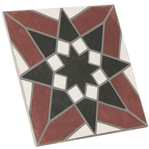 Pavimento hidráulico con estrella color rojo