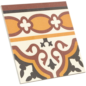 Pavimento hidráulico con color rojo y amarillo