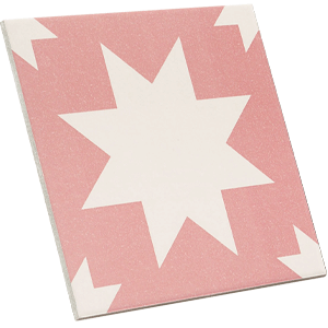 Pavimento hidráulico cor-de-rosa com estrela
