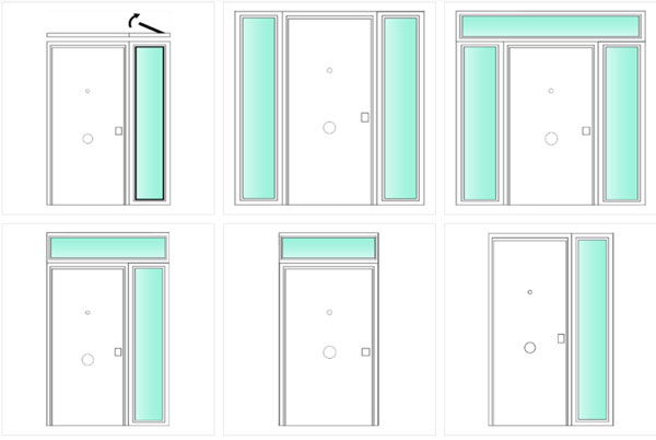 Diferentes montagens de vidros blindados para portas