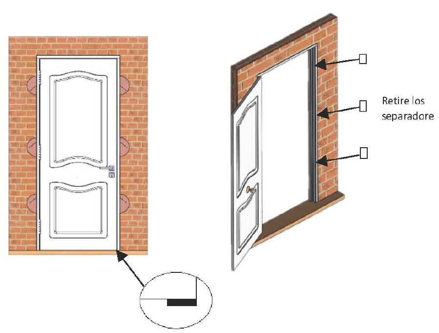 Instrucciones de instalación de puertas de seguridad THT sin zanco o