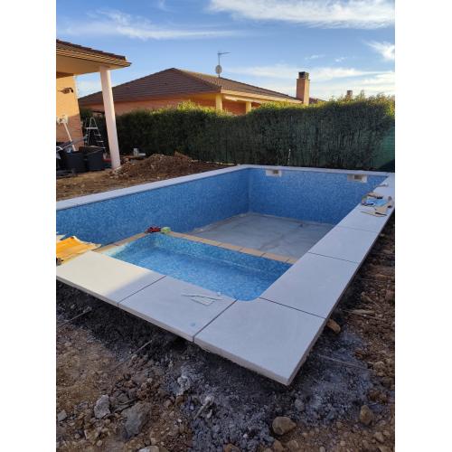 Asi queda el Borde de piscina recto 50x100 Jerez